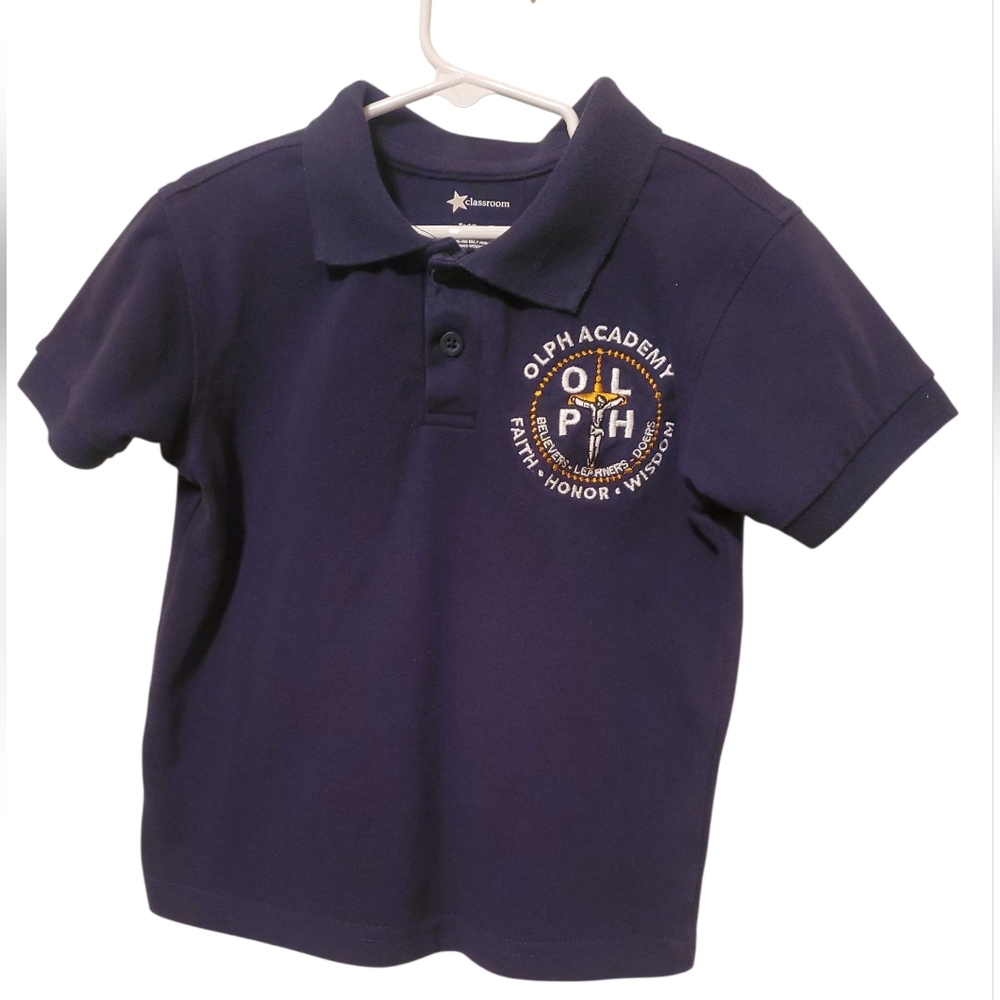 School uniforms unisex Navy 4T Short-Sleeve Polo with buttons bundle x4